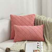 HKM-992339 Plush Suede Cushion Cover in Grid Pattern - Available in 30x50cm and 45x45cm Sizes