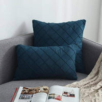 HKM-992339 Plush Suede Cushion Cover in Grid Pattern - Available in 30x50cm and 45x45cm Sizes