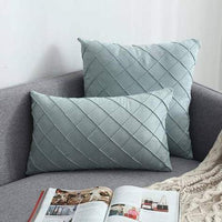HKM-992339 Plush Suede Cushion Cover in Grid Pattern - Available in 30x50cm and 45x45cm Sizes