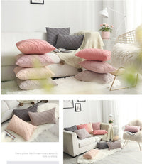 HKM-992339 Plush Suede Cushion Cover in Grid Pattern - Available in 30x50cm and 45x45cm Sizes