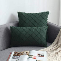 HKM-992339 Plush Suede Cushion Cover in Grid Pattern - Available in 30x50cm and 45x45cm Sizes