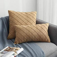 HKM-992339 Plush Suede Cushion Cover in Grid Pattern - Available in 30x50cm and 45x45cm Sizes
