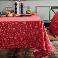 HKM-992659 Christmas Red Gilded Cotton-Linen Tablecloth