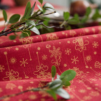 HKM-992659 Christmas Red Gilded Cotton-Linen Tablecloth