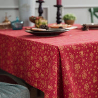 HKM-992659 Christmas Red Gilded Cotton-Linen Tablecloth