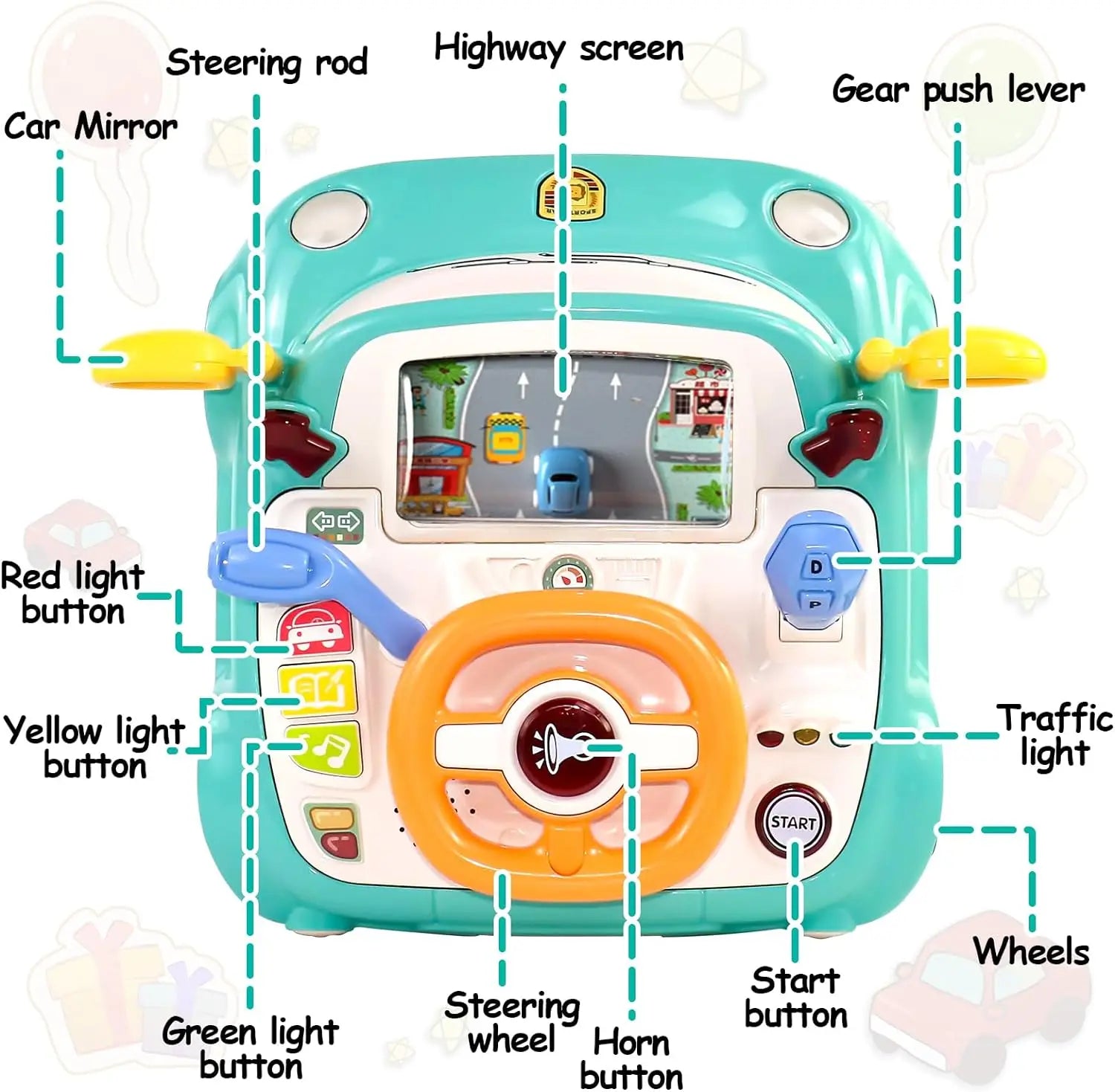 HKM-992851 Musical Steering Wheel Toy for Kids - Interactive Plastic Baby Car Toy for Toddlers
