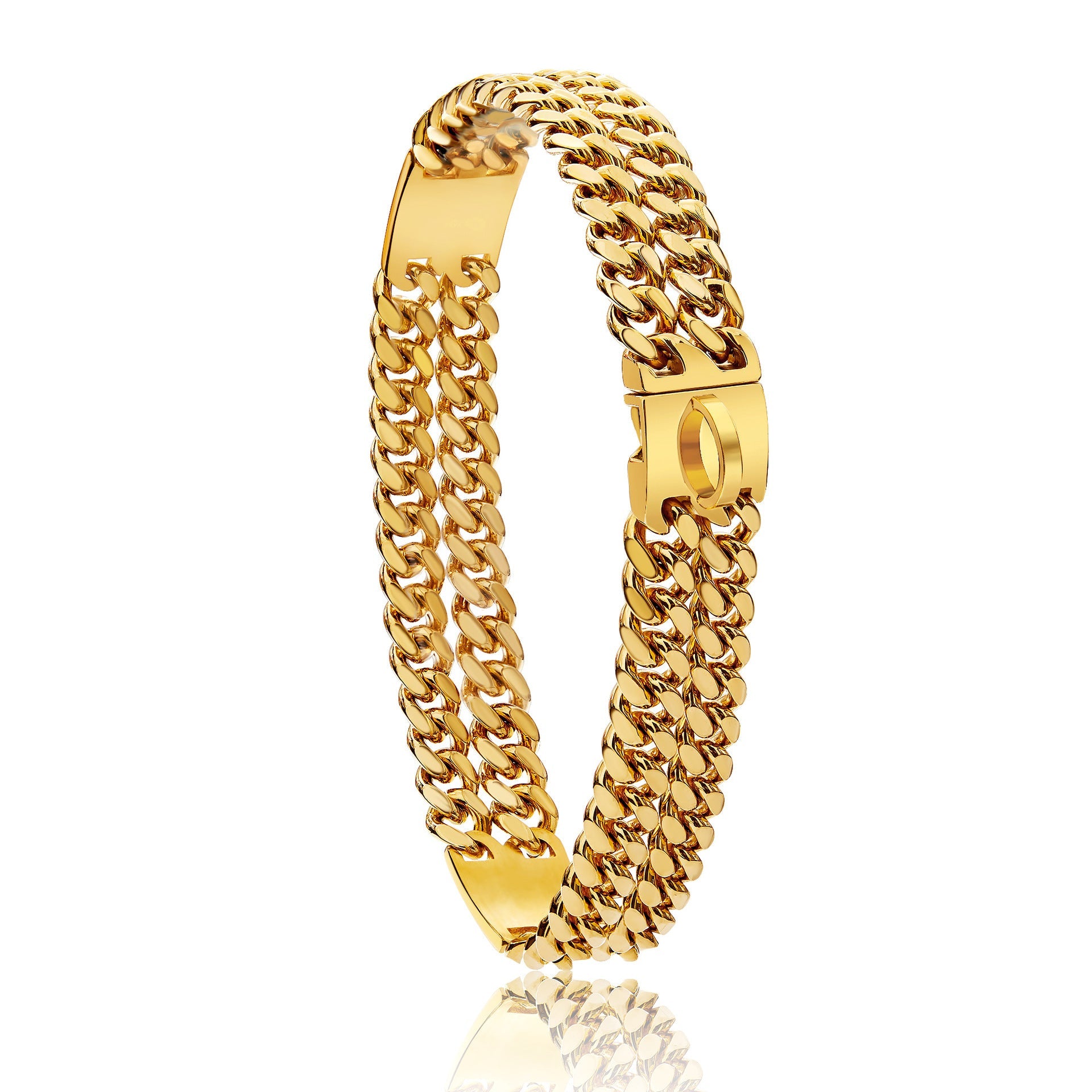 HKM-992915 Titanium Steel Double Row Metal Dog Chain Collar, 14mm Width – Available in 16, 18, 21, 24 Inches