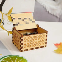 HKM-993043 Engraved Hand Cranked Wooden Music Box - Holiday and Birthday Gift