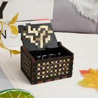 HKM-993043 Engraved Hand Cranked Wooden Music Box - Holiday and Birthday Gift