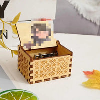 HKM-993043 Engraved Hand Cranked Wooden Music Box - Holiday and Birthday Gift