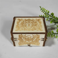 HKM-993043 Engraved Hand Cranked Wooden Music Box - Holiday and Birthday Gift