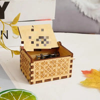 HKM-993043 Engraved Hand Cranked Wooden Music Box - Holiday and Birthday Gift