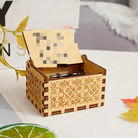 HKM-993043 Engraved Hand Cranked Wooden Music Box - Holiday and Birthday Gift