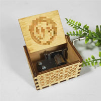 HKM-993043 Engraved Hand Cranked Wooden Music Box - Holiday and Birthday Gift