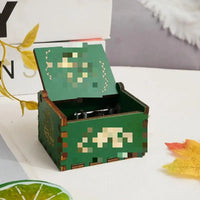 HKM-993043 Engraved Hand Cranked Wooden Music Box - Holiday and Birthday Gift