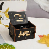HKM-993043 Engraved Hand Cranked Wooden Music Box - Holiday and Birthday Gift