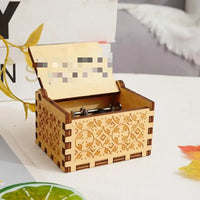 HKM-993043 Engraved Hand Cranked Wooden Music Box - Holiday and Birthday Gift