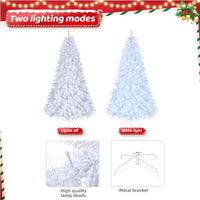 HKM-993171 7ft White Automatic Christmas Tree with 1346 Branches, 500 Cool Color Lights, 8 Modes, PVC Material