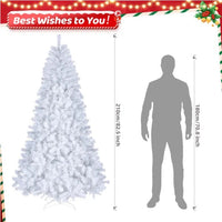 HKM-993171 7ft White Automatic Christmas Tree with 1346 Branches, 500 Cool Color Lights, 8 Modes, PVC Material