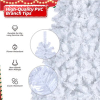HKM-993171 7ft White Automatic Christmas Tree with 1346 Branches, 500 Cool Color Lights, 8 Modes, PVC Material