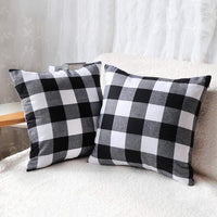 HKM-993171 Modern Plaid Pillowcase with Core - Black & White or Red & Black, 45x45cm