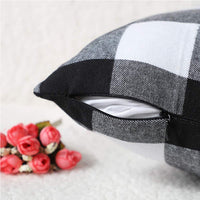 HKM-993171 Modern Plaid Pillowcase with Core - Black & White or Red & Black, 45x45cm
