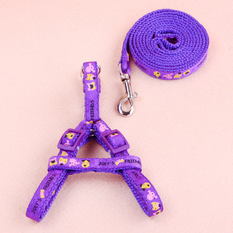 HKM-993235 Colorful Patch Nylon Traction Rope Set for Dogs and Cats