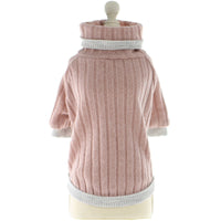 HKM-993299 Cute Two-Piece Pet Costume for Small Dogs, Turtleneck Sweater in Pink, Blue, Gray Woolen Plaid