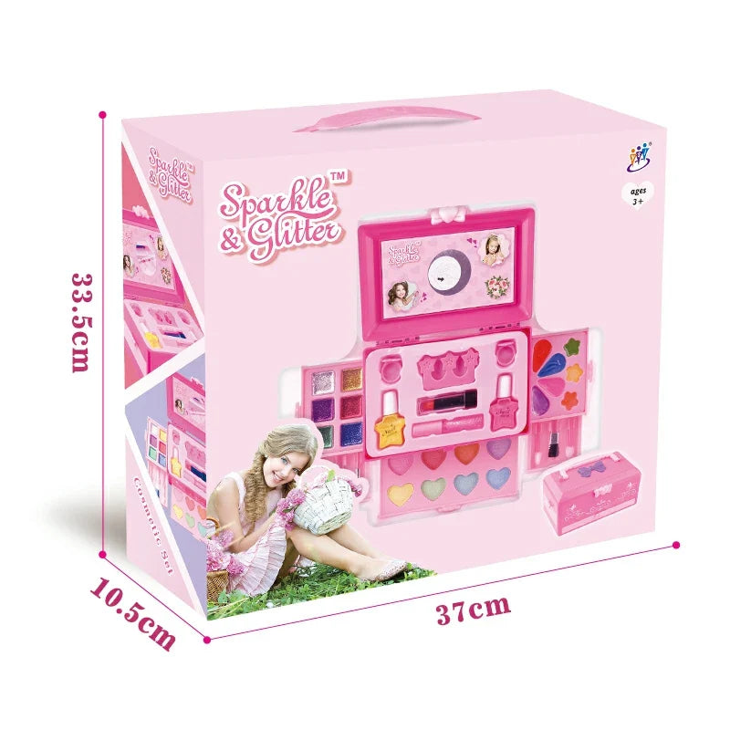 HKM-993299 Portable Makeup Toy Set for Kids - Safe Lipsticks, Eyeshadow & Nail Polish in Travel Case
