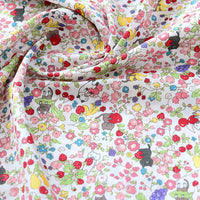 HKM-993363 Pastel Cotton Cartoon Floral Fabric – Light Pink, Light Blue, White, Beige, 50x145cm