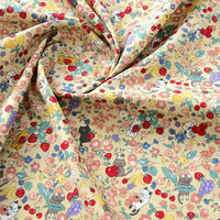 HKM-993363 Pastel Cotton Cartoon Floral Fabric – Light Pink, Light Blue, White, Beige, 50x145cm