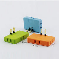HKM-993555 Ultra-Thin US Plug Rotary Head Converter - Portable 1 to 3 Universal Outlet Adapter