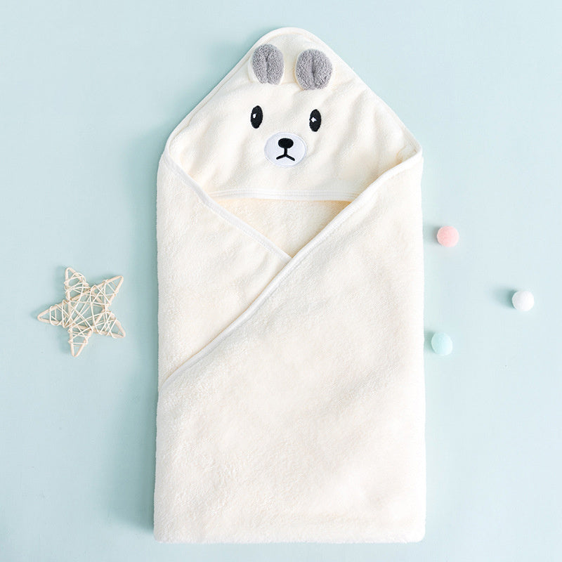 KTX-993619 Soft Coral Velvet Newborn Baby Quilt - Seasonal Use in White, Orange, Gray, Green, and Pink Bear Designs (80 x 80 cm)