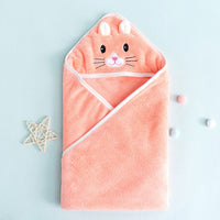 HKM-993619 Soft Coral Velvet Newborn Baby Quilt - Seasonal Use in White, Orange, Gray, Green, and Pink Bear Designs (80 x 80 cm)