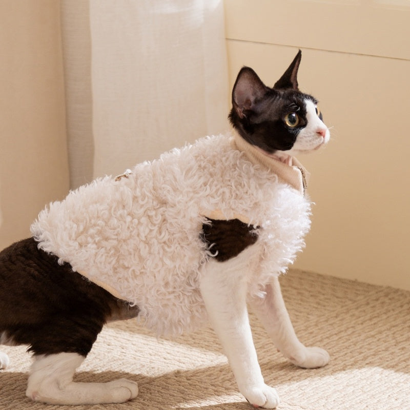 HKM-993683 Cozy Lamb Wool Vest with 3D Panda Patch for Small Pets