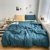 HKM-993875 Solid Color Cotton Four-Piece Quilt Cover Set in Japanese Style