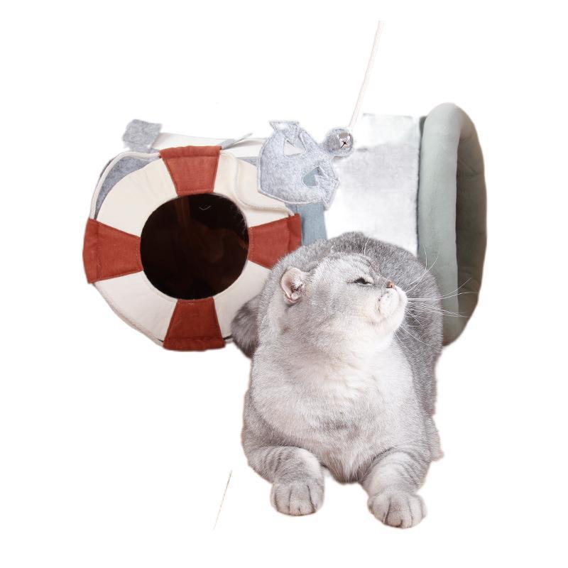 HKM-993875 Stylish Semi-Enclosed Pet Folding Cat Litter Box with Fun Play Features