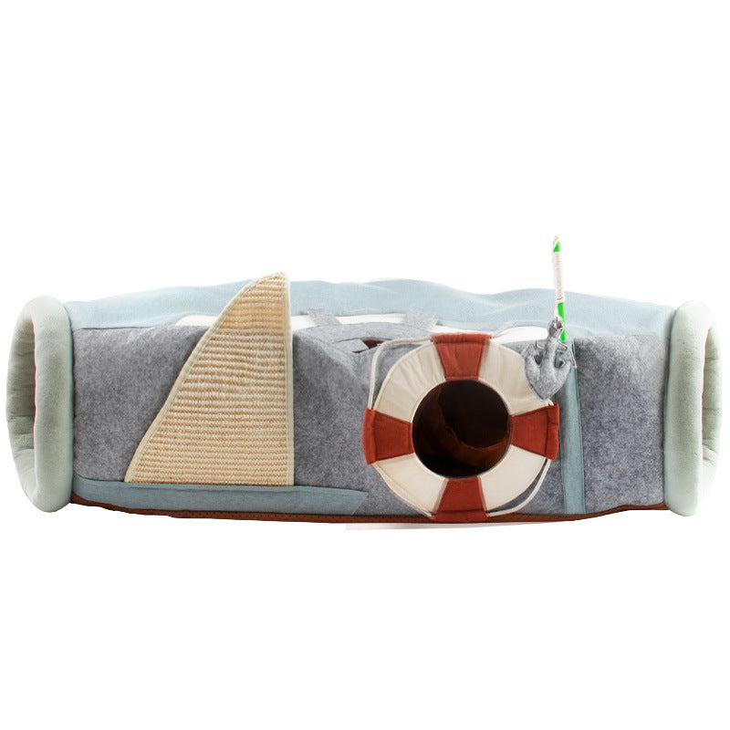 HKM-993875 Stylish Semi-Enclosed Pet Folding Cat Litter Box with Fun Play Features