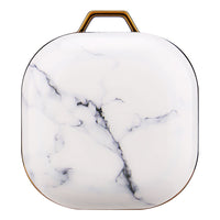 HKM-993939 Green Gold Marble IMD Case for Samsung Buds Live/Pro - Electroplating Hard Shell, Drop-Proof and Dirt-Resistant