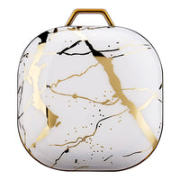 HKM-993939 Green Gold Marble IMD Case for Samsung Buds Live/Pro - Electroplating Hard Shell, Drop-Proof and Dirt-Resistant
