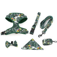 HKM-994387 Adjustable Pet Harness Set with Leash, Collar, Waste Bag, Bow Tie, and Triangle Scarf