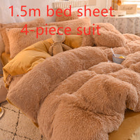 HKM-994515 Crystal Velvet Four-Piece Bedding Set in Personalized Fashion Style