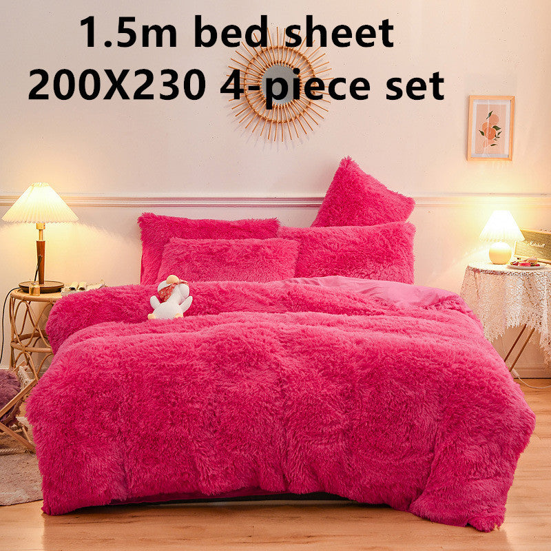 HKM-994515 Crystal Velvet Four-Piece Bedding Set in Personalized Fashion Style