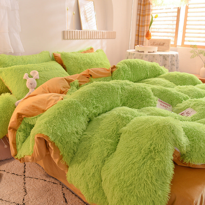 HKM-994515 Crystal Velvet Four-Piece Bedding Set in Personalized Fashion Style