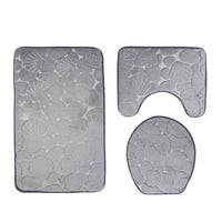 HKM-994579 Three-Piece Non-Slip Toilet Seat Mat Set for Modern Bathrooms - Rectangular Hand-Woven Polyester Fiber
