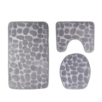 HKM-994579 Three-Piece Non-Slip Toilet Seat Mat Set for Modern Bathrooms - Rectangular Hand-Woven Polyester Fiber
