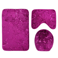 HKM-994579 Three-Piece Non-Slip Toilet Seat Mat Set for Modern Bathrooms - Rectangular Hand-Woven Polyester Fiber