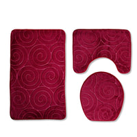 HKM-994579 Three-Piece Non-Slip Toilet Seat Mat Set for Modern Bathrooms - Rectangular Hand-Woven Polyester Fiber