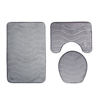 HKM-994579 Three-Piece Non-Slip Toilet Seat Mat Set for Modern Bathrooms - Rectangular Hand-Woven Polyester Fiber