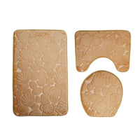 HKM-994579 Three-Piece Non-Slip Toilet Seat Mat Set for Modern Bathrooms - Rectangular Hand-Woven Polyester Fiber